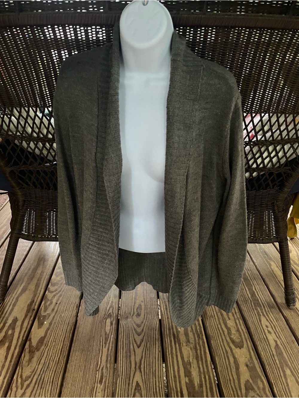 Forever 21 Open-Front Cardigan - Olive Gray